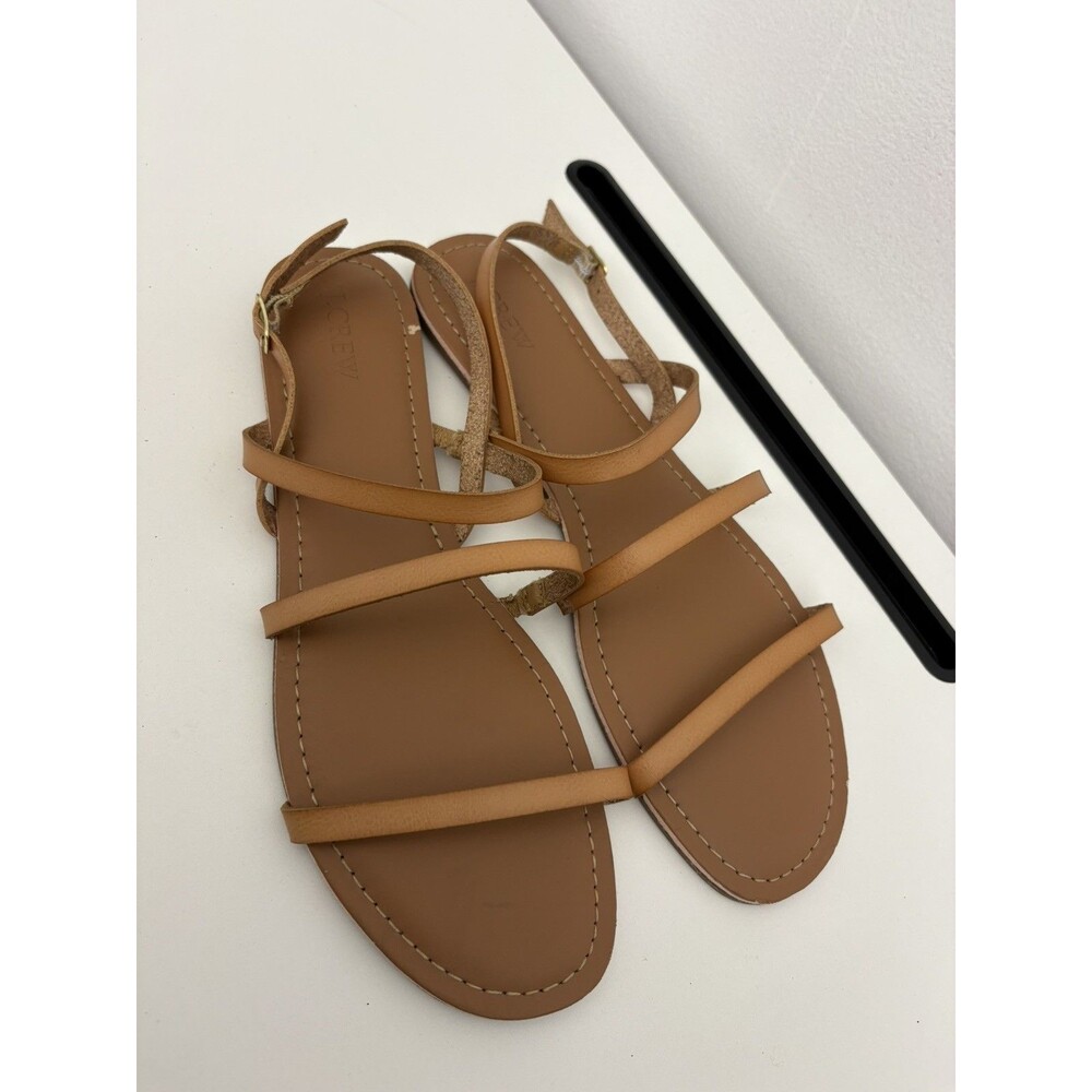 J. Crew Strappy Flat Sandals Women’s Size 12 Saddle Tan Ankle Strap Shoes